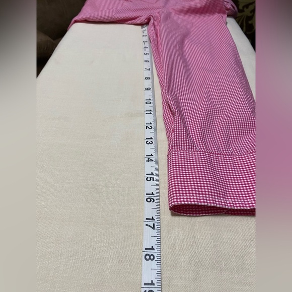Talbots Woman Plus Size 1X Red & White Gingham Long Sleeve Button Front Shirt. - Picture 10 of 11